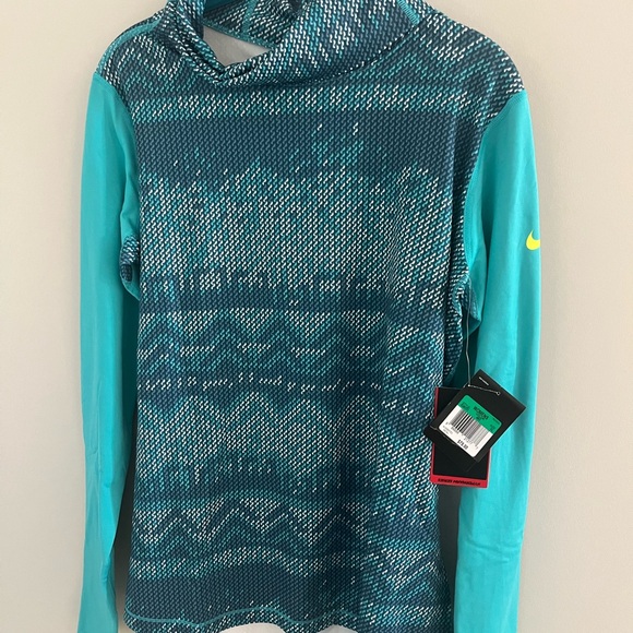 Nike Women's Blue and Yellow Cowl Neck Sweater - Picture 1 of 3